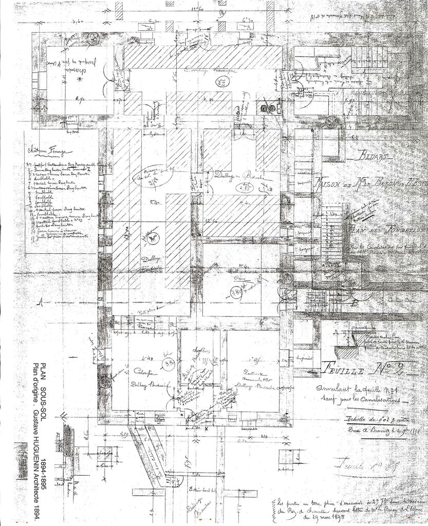 Plan du sous-sol, 1894, Gustave Huguenin.