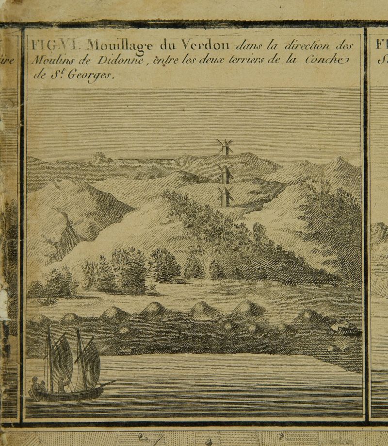 Extrait de la carte de la Gironde par Teulère : les moulins de Didonne.
