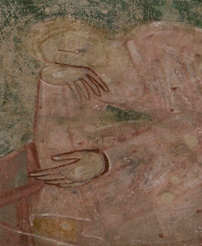 Joseph emprisonné dans la posture de l’affliction, voûte de la nef de l'abbaye de Saint-Savin.