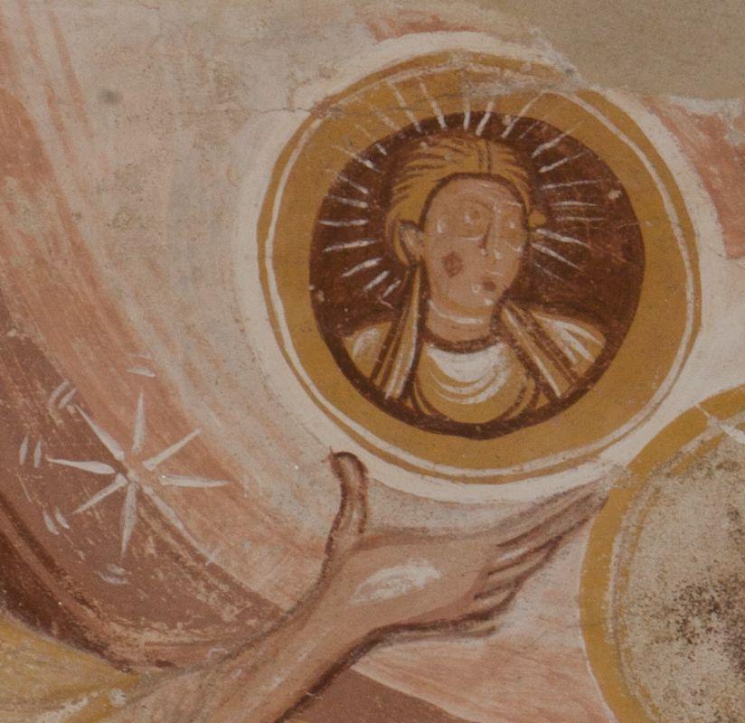 Détail de la Création du soleil, voûte de la nef de l'abbaye de Saint-Savin.