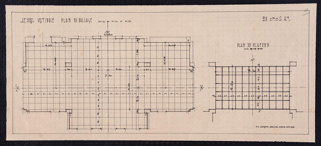Plan du dallage du vestibule, P. H. Datessen, La Baule, août 1936.