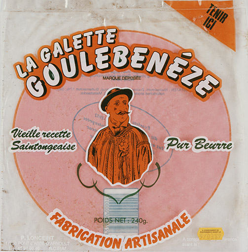 Emballage de la galette Goulebenéze conservé dans l'atelier.