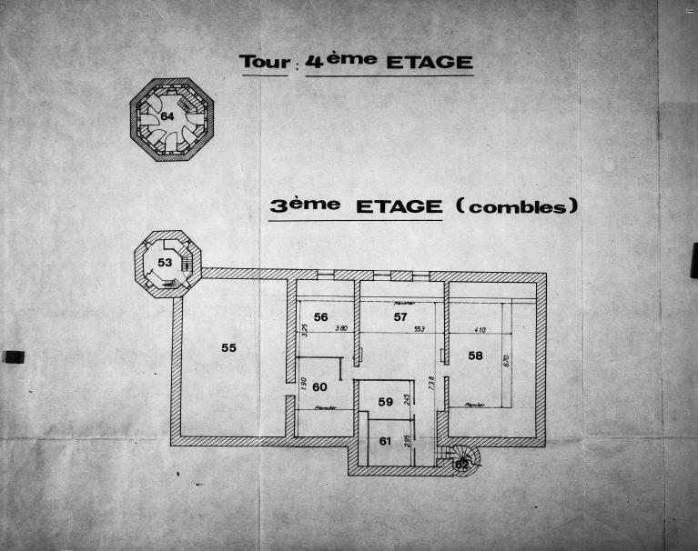 Plan des combles, en 1979 (collection particulière).
