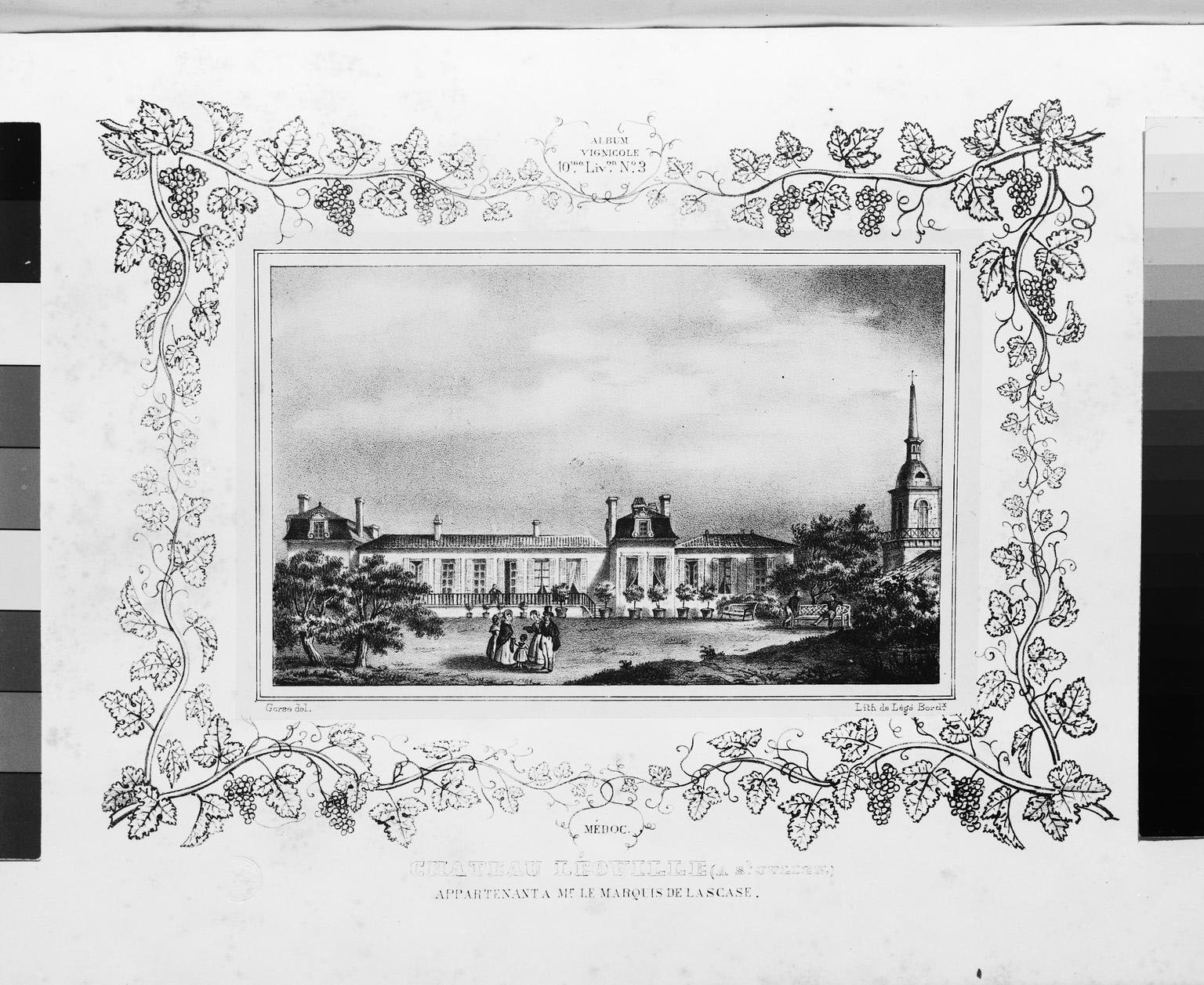 Lithographie extraite de l'ouvrage de Gustave de Galard, vers 1835 : représentation du clocher de l'ancienne église de Saint-Julien.