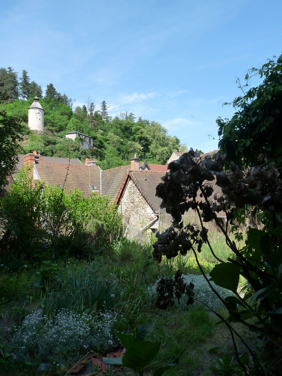Vue générale de la Tour de l'Horloge, depuis le jardin de la maison Goubert.