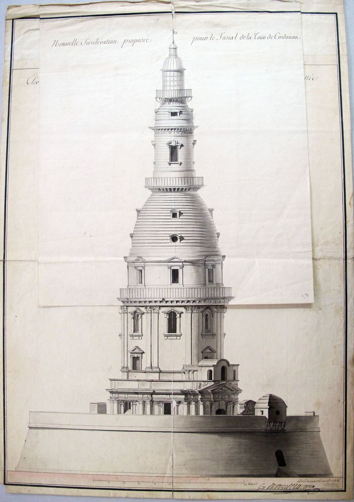 Nouvelle surélévation proposée pour le fanal de la Tour de Cordouan, par Teulère, 14 août 1786.