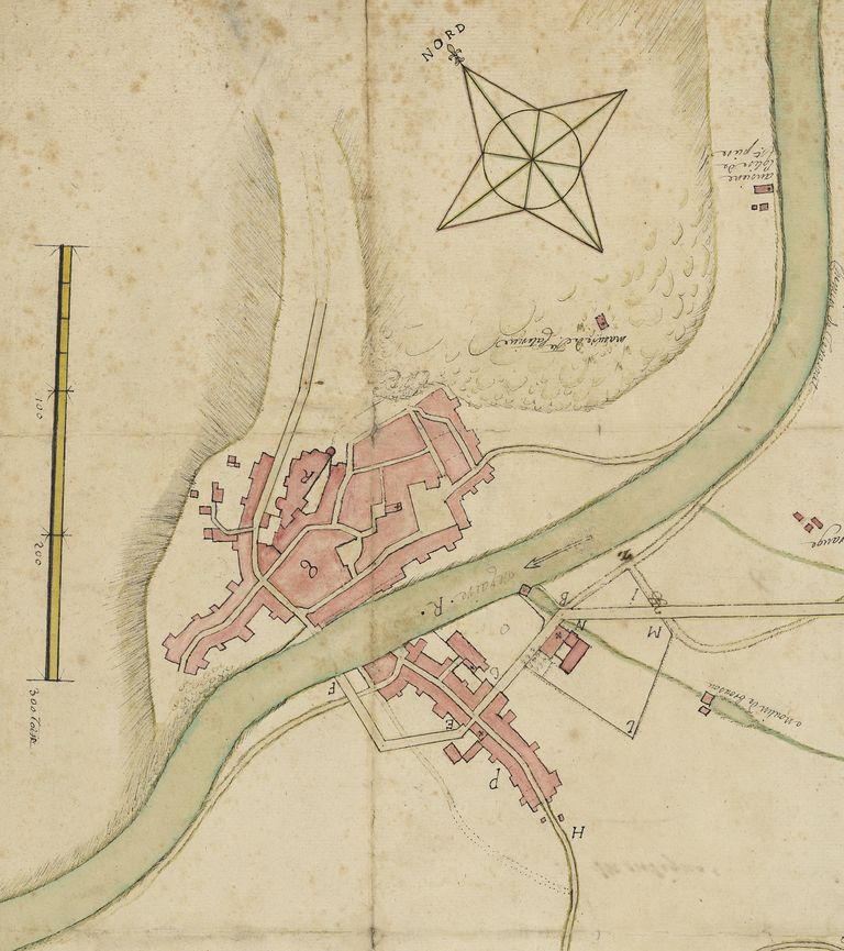 Détail de la ville, plan d'ensemble de Montignac et des environs, s.d. (vers 1750).