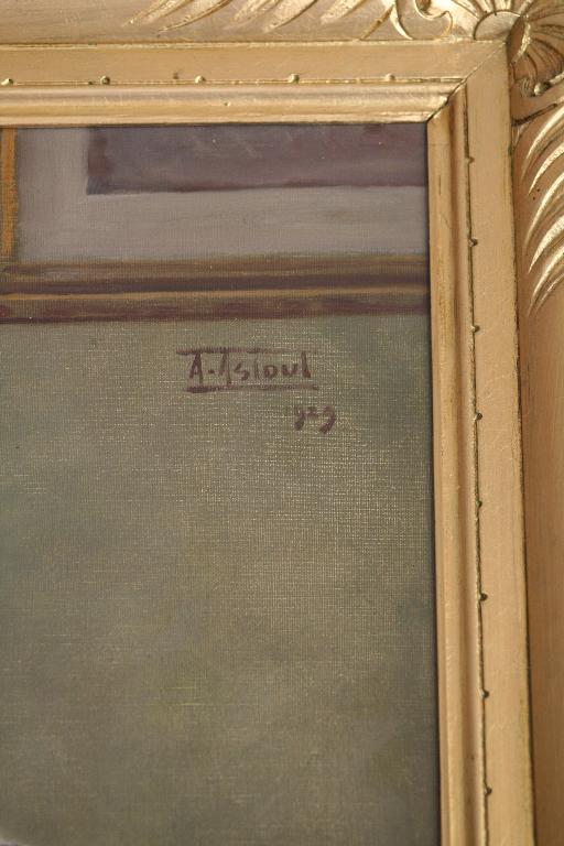 Bâtiment de la salle des professeurs, corridor : portrait de Louis David, détail de la signature.