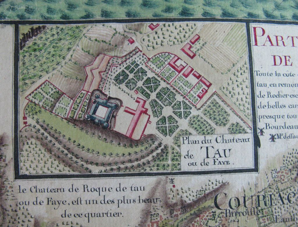 Extrait de la carte du cours de la Garonne, vignette, 1759.