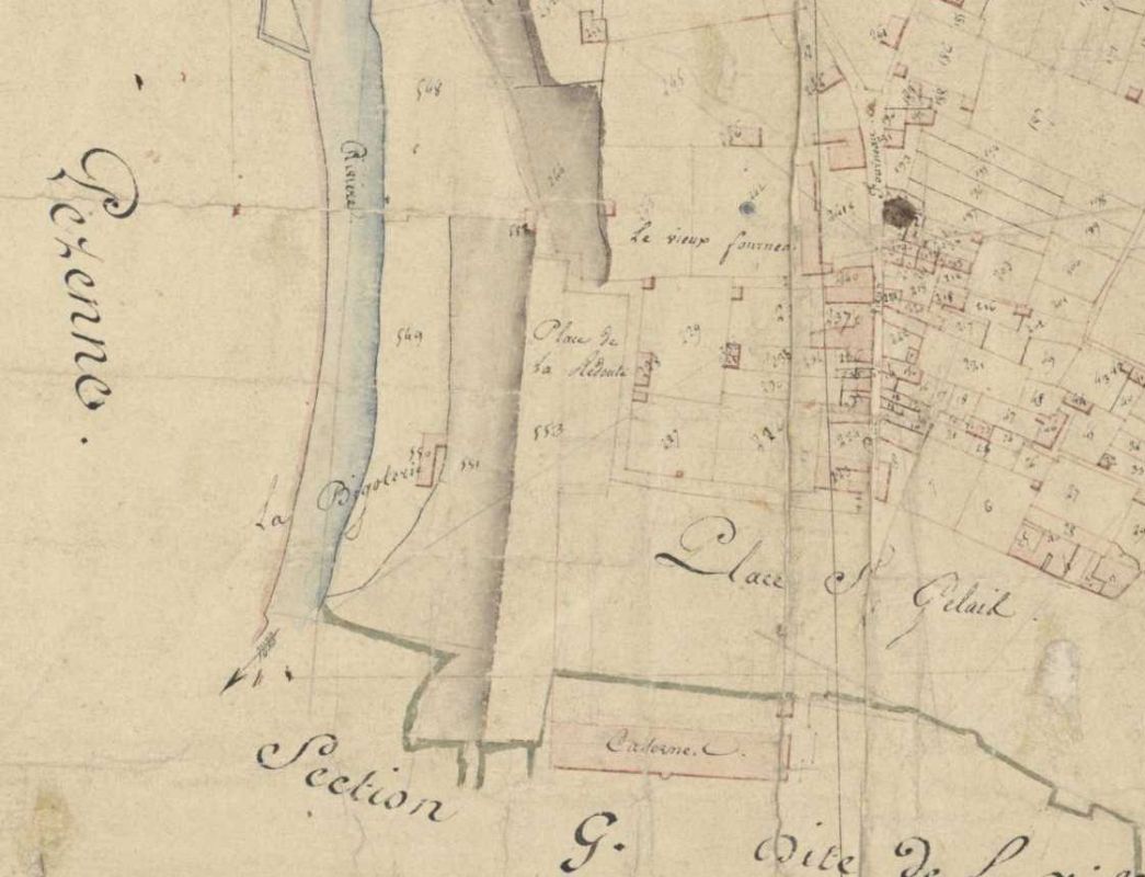 La Bigoterie et le coteau en contrebas du quartier de Saint-Gelais sur le plan cadastral de 1809.