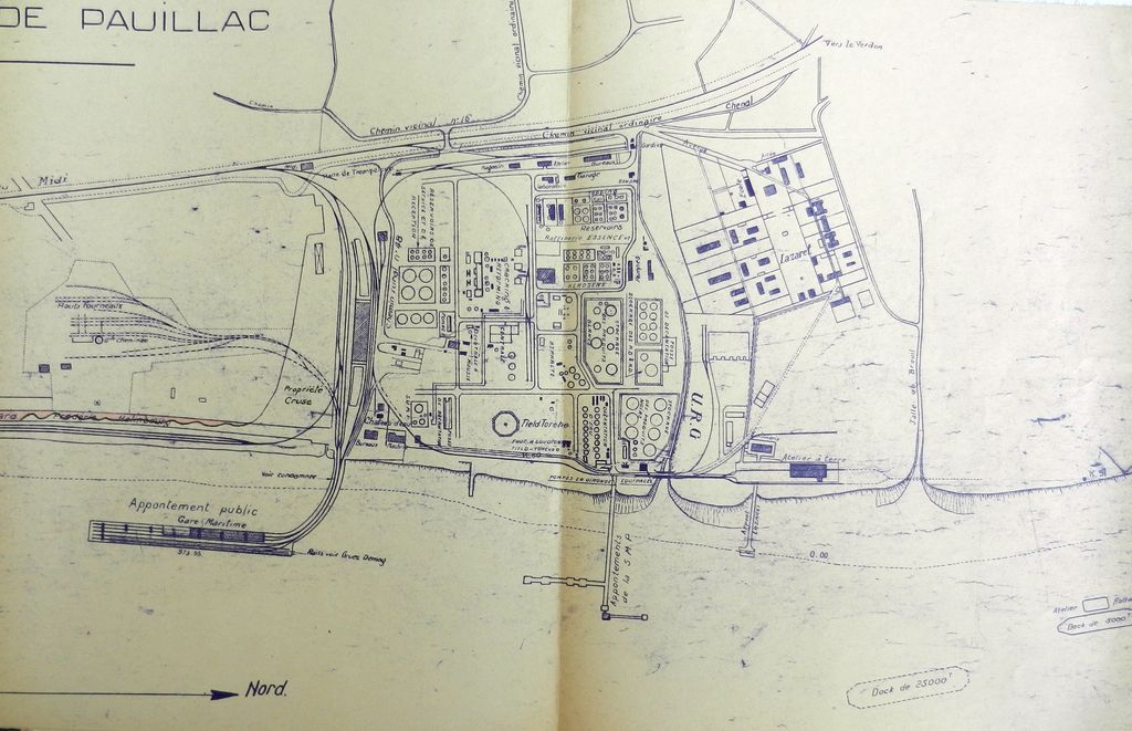 Plan général du port de Pauillac, 6 octobre 1938 : représentation des bâtiments du lazaret.