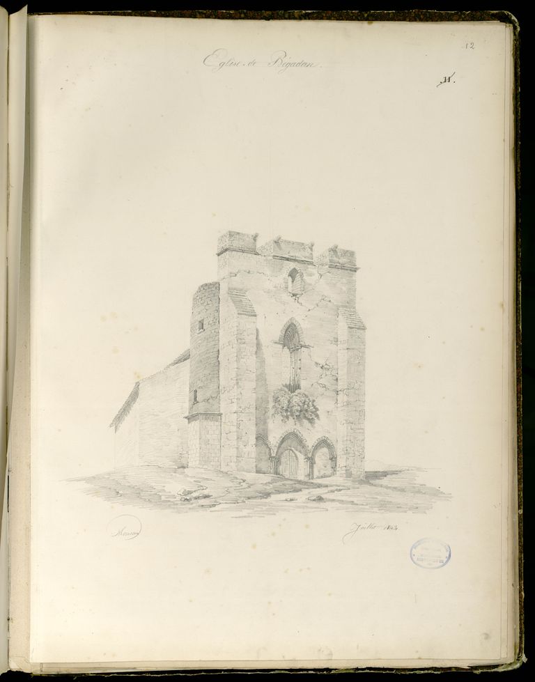Dessin de Monsau : élévation de la façade, 1842.