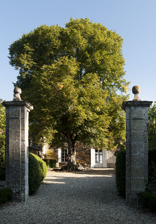 Maison de maître : détail des piliers de l'entrée de la cour.