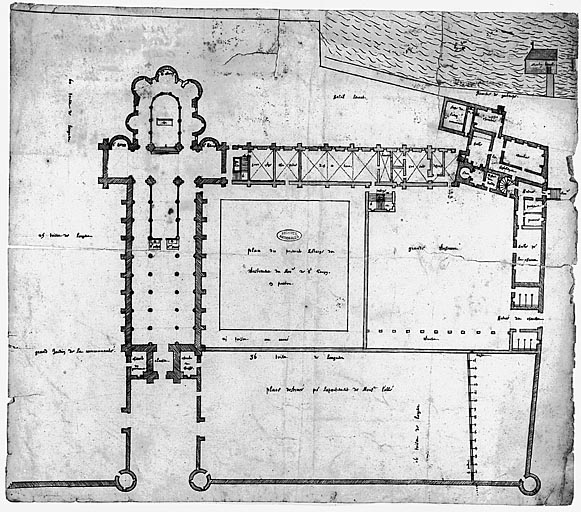 Projet de 1675. Plan d'ensemble du rez-de-chaussée.