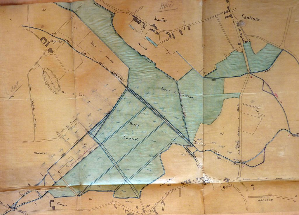 Plan des marais de Labarde et de Cantenac (1860).