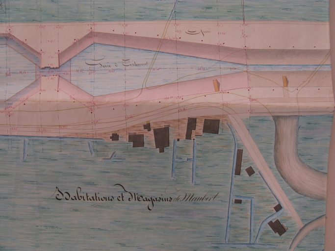 Projet d'amélioration de Port-Maubert par l'ingénieur Potel en 1844 : création d'une gare d'évitement en aval de l'écluse.