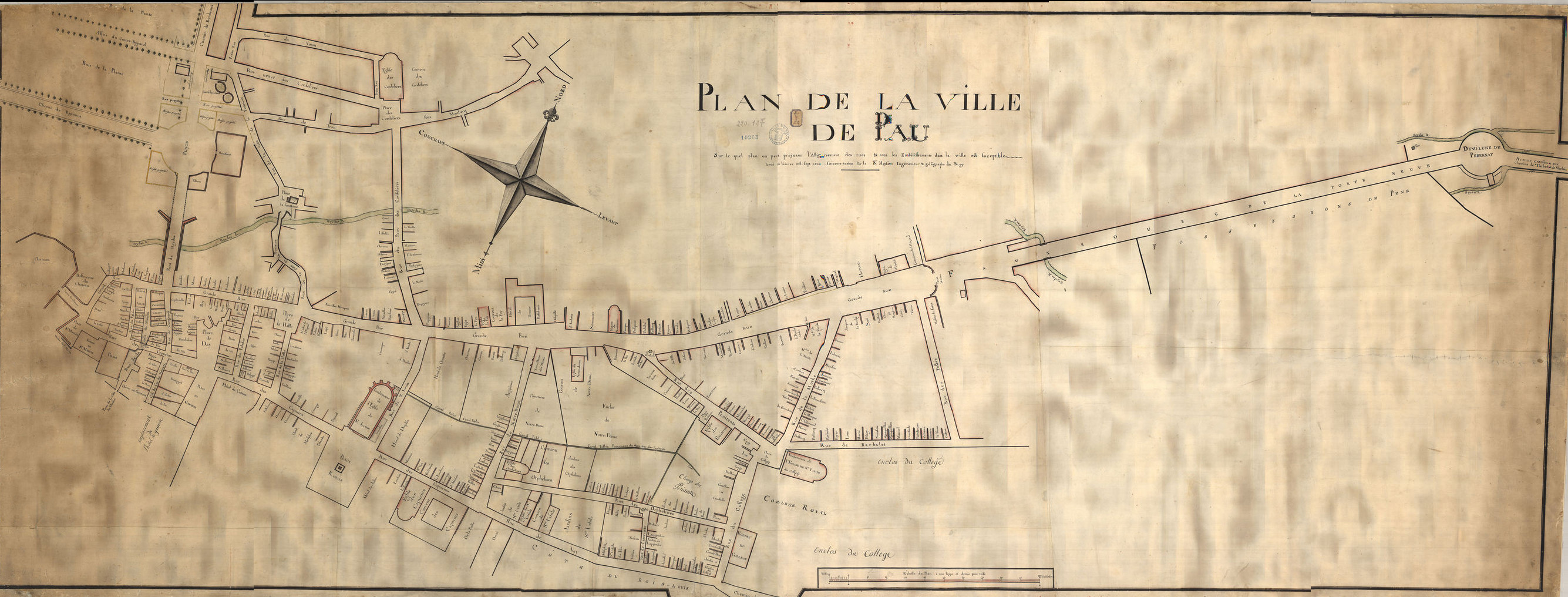 Plan de la ville de Pau en 1773.