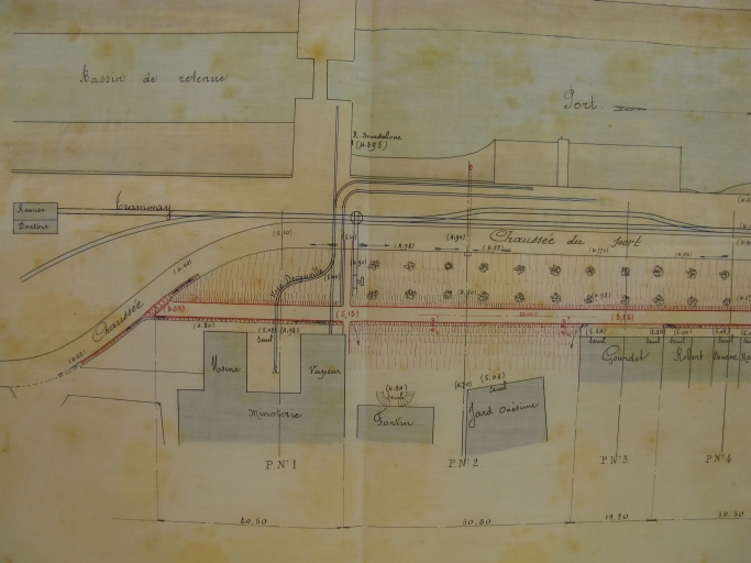 Plan de Port-Maubert par l'ingénieur Caboche en 1898 : minoterie, voies ferrées, bassin et port.