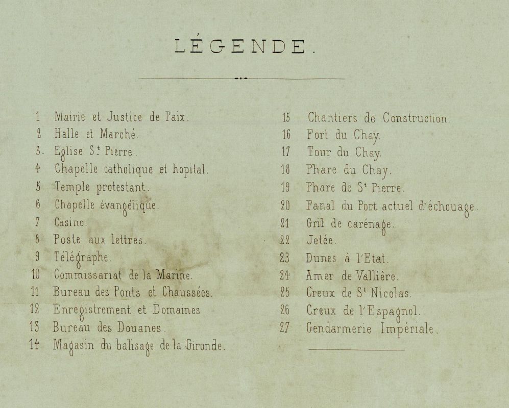 Plan de Royan vers 1855 : légende.