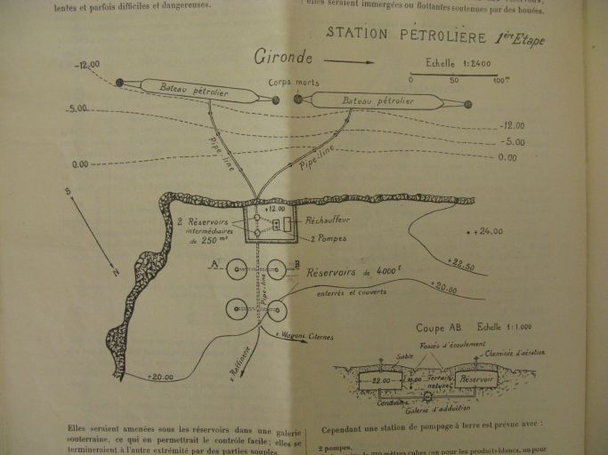 Projet de station pétrolière à la pointe sud de la Roche du Caillaud, vers 1920 : première étape.