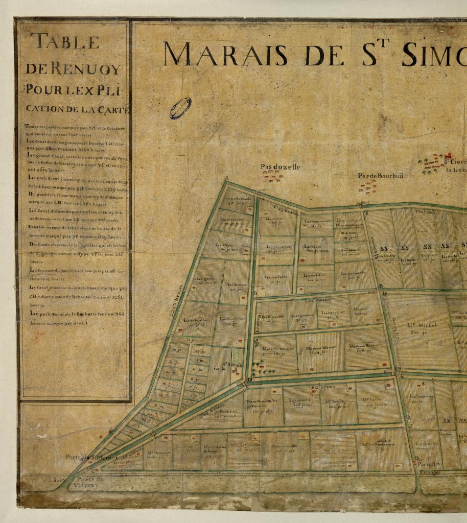 Plan des marais de Saint Simon et Montelipan en bordure de la Gironde (partie gauche).