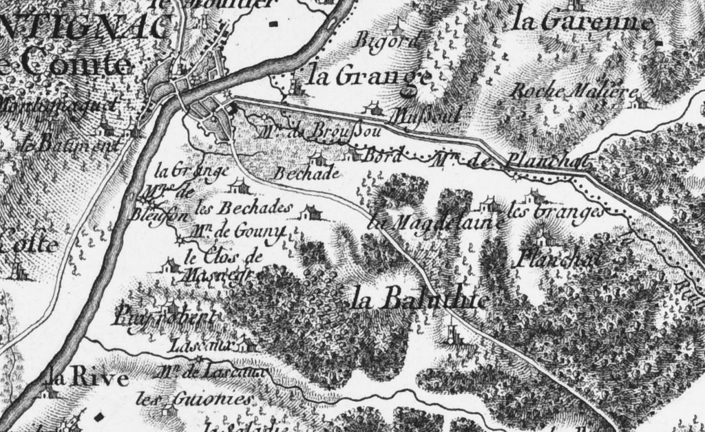 Extrait de la carte de Belleyme, planche 23, publiée en 1768.