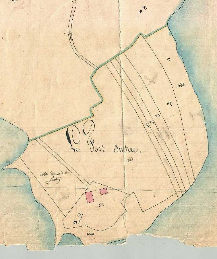 Le fort de Suzac sur le plan cadastral de 1837.