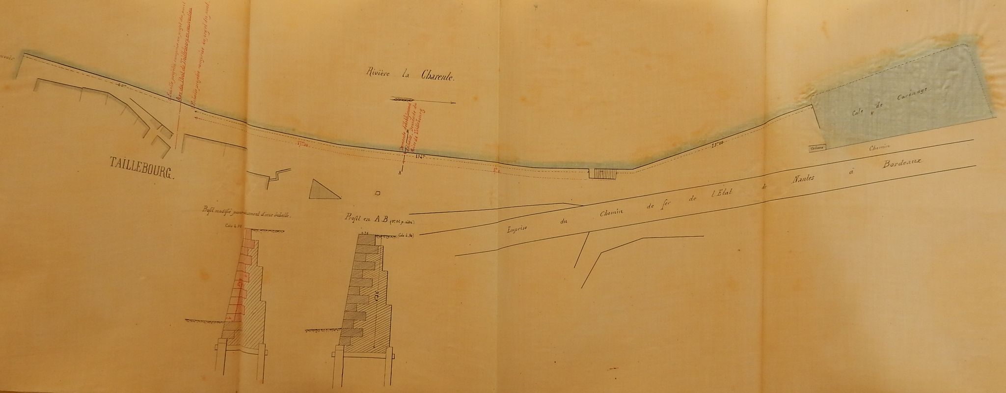 Plan et profils des quais en 1887. 