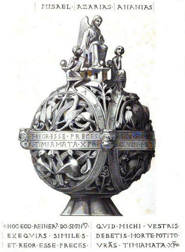 L'encensoir de Lille, dit des Hébreux dans la fournaise. Planche extraite de : Adolphe Napoléon Didron, 