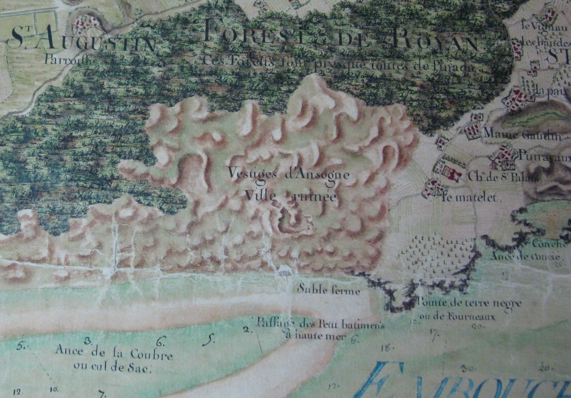 Saint-Palais, partie ouest, sur la carte de la Gironde par Desmarais en 1759.