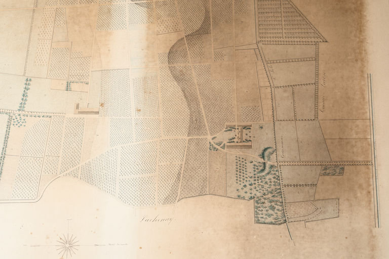 Plan du domaine de Lanessan, vers 1840 : détail de l'emplacement du château et du 