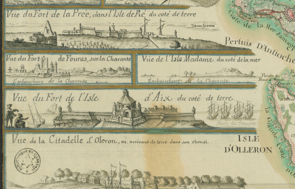 Vue du fort de la Rade sur une carte de 1753. 