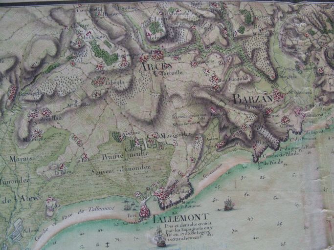 Arces sur la carte de la Gironde par Desmarais en 1759.