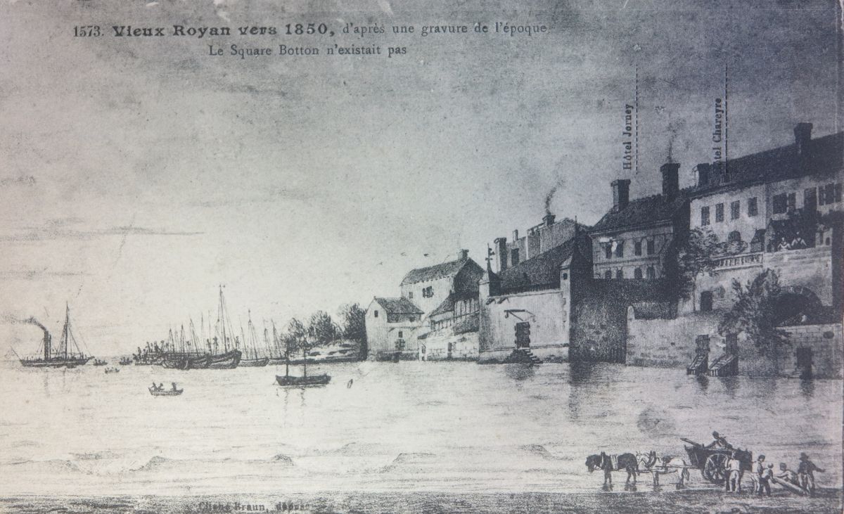 Le port vers 1850, vu depuis le nord.
