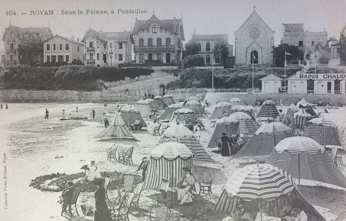 Bains de mer et villas à Pontaillac vers 1900.