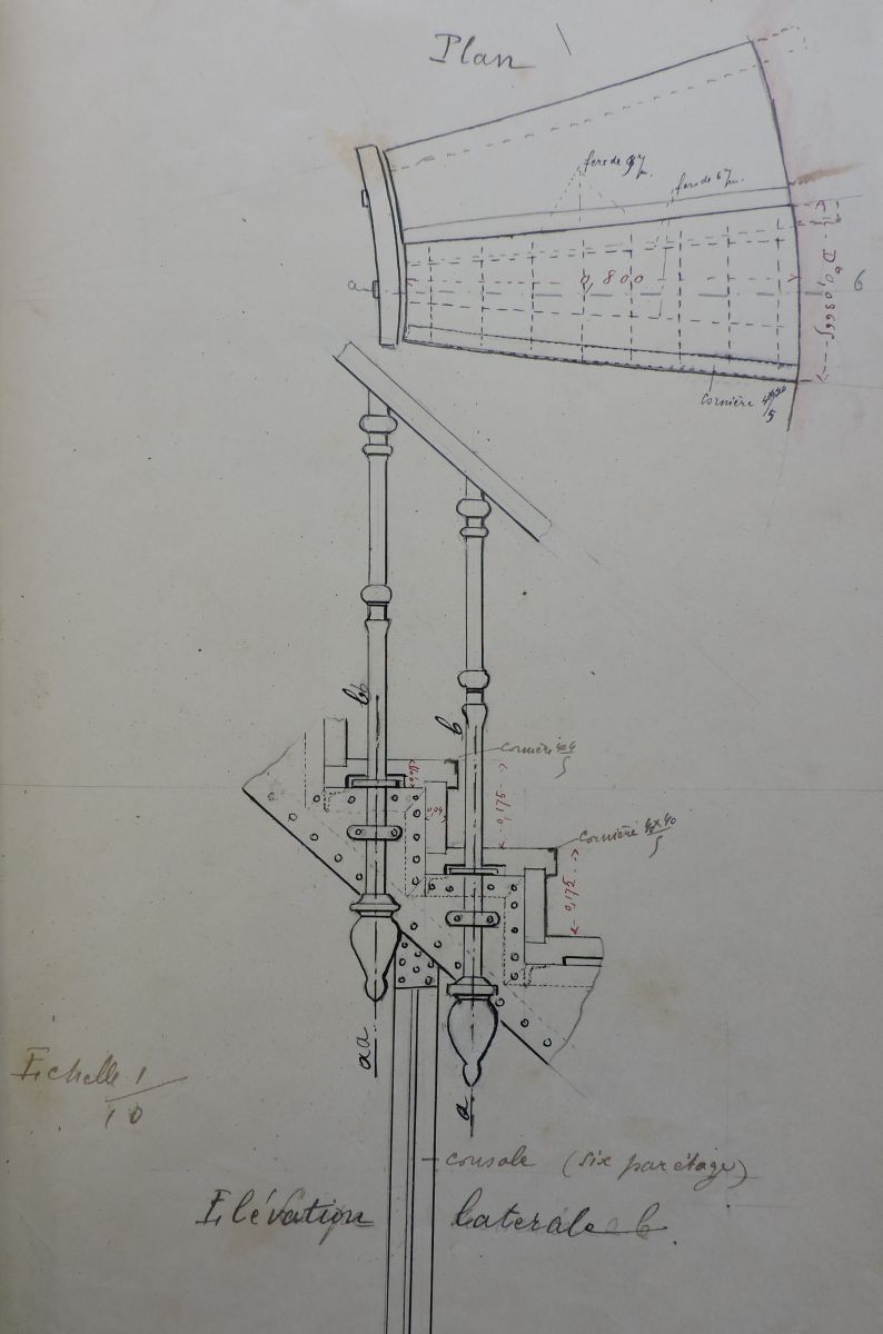 Plan du phare de 1905, 30 juillet 1904 : étude pour l'escalier.