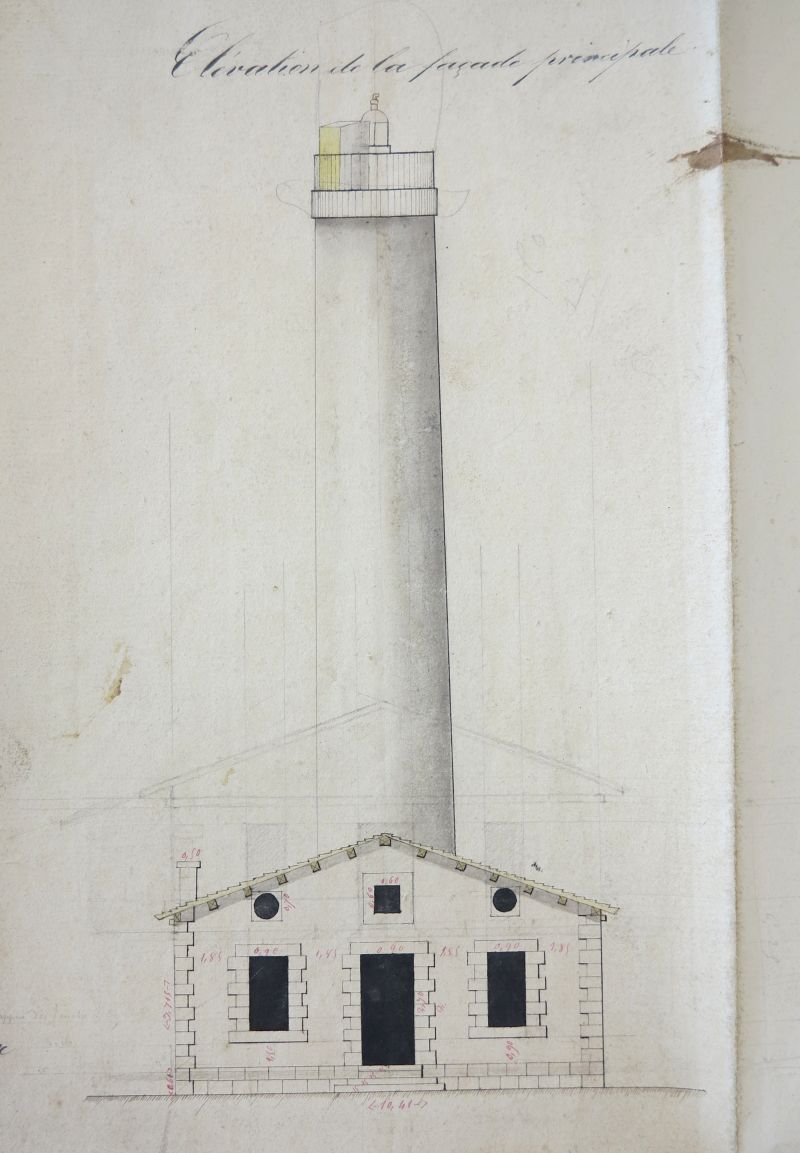 Projet de construction d'un logement et magasin, 6 novembre 1838, par l'ingénieur Lessore : élévation sud.