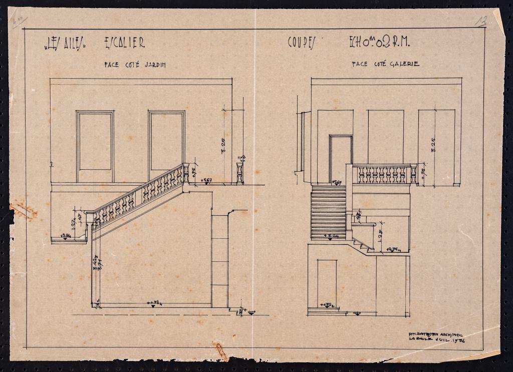 Coupes de l'escalier, P. H. Datessen, La Baule, juillet 1936.