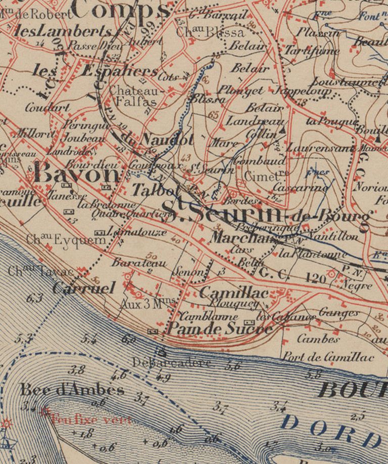 Extrait de l'atlas du département de la Gironde, 1888.