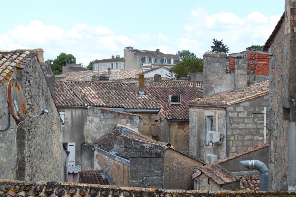 Îlot compris entre le cours Vauban, les rues Saint-Sauveur et André-Lamandé : vue des toitures depuis le bâtiment de la caisse d'épargne.