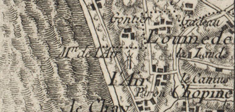 Extrait de la carte de Belleyme : moulin de Lers, 1767.