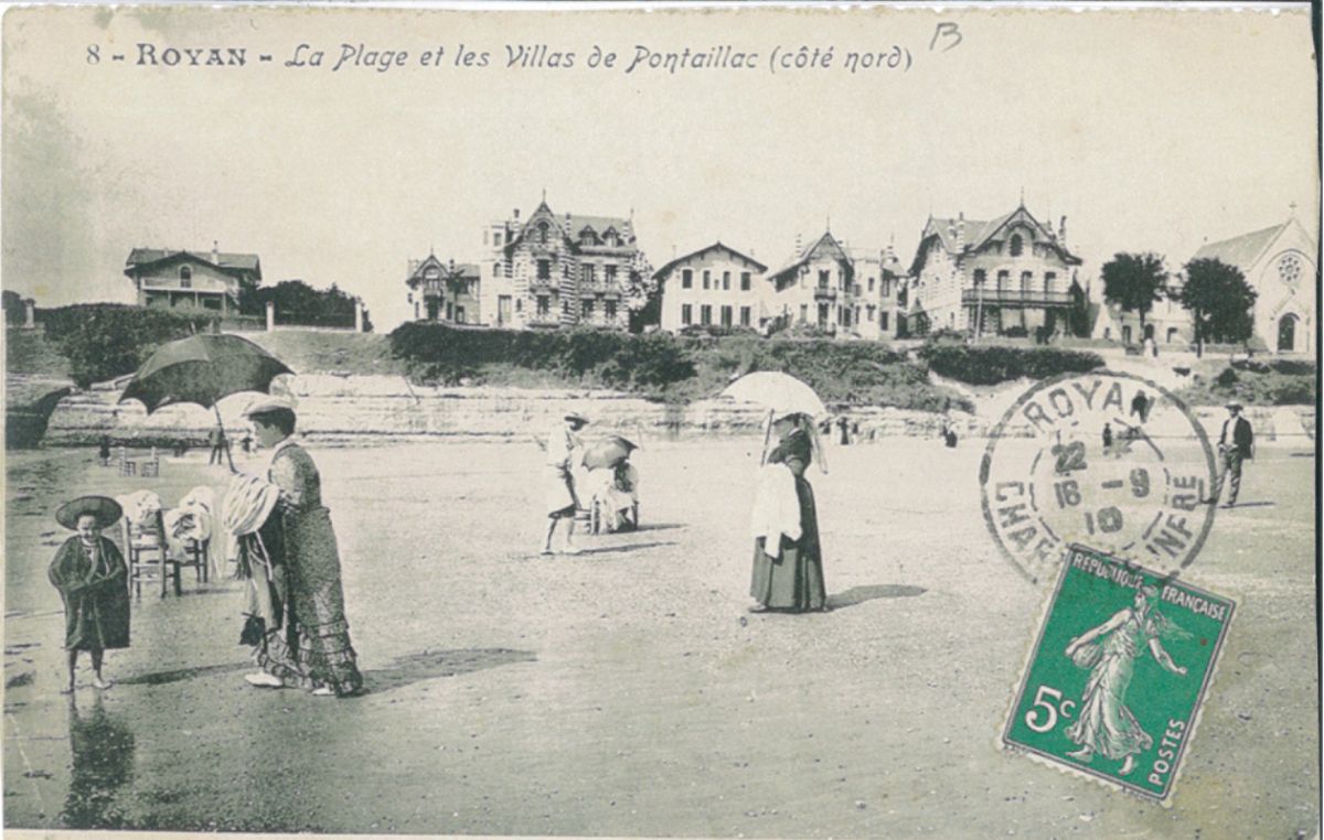 Bains de mer et villas à Pontaillac vers 1900.