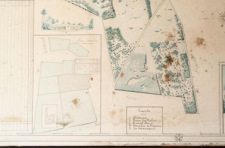 Plan du domaine de Lanessan, vers 1840 : détail du logement des Maragnes.
