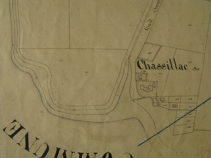 Le port de Chassillac sur le plan cadastral de 1832.
