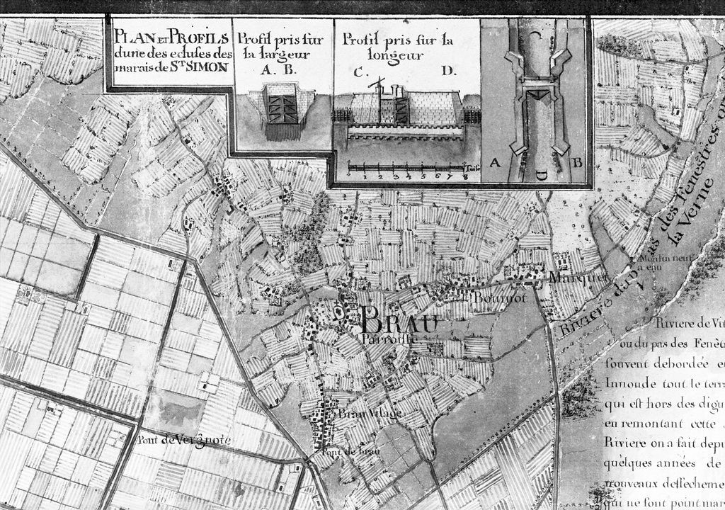 Détail de la carte du cours de la Garonne, 1759.