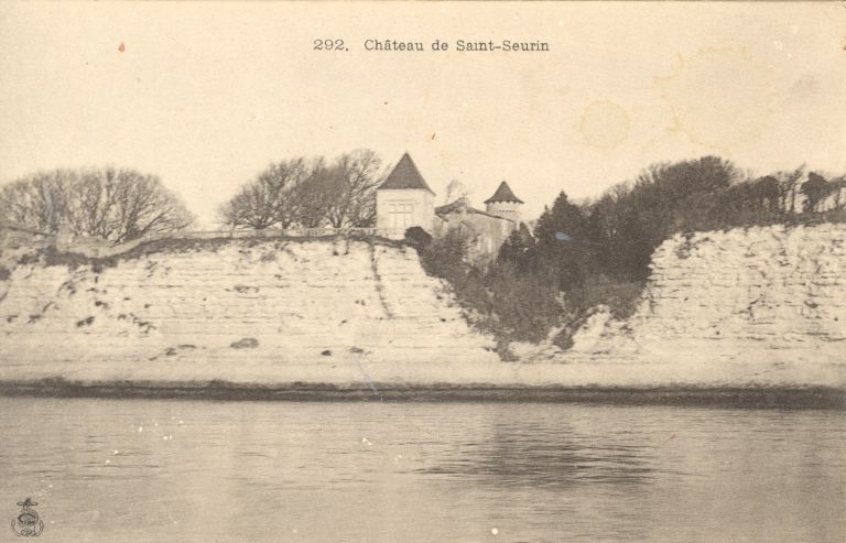 L'estuaire au pied du château, carte postale vers 1930.