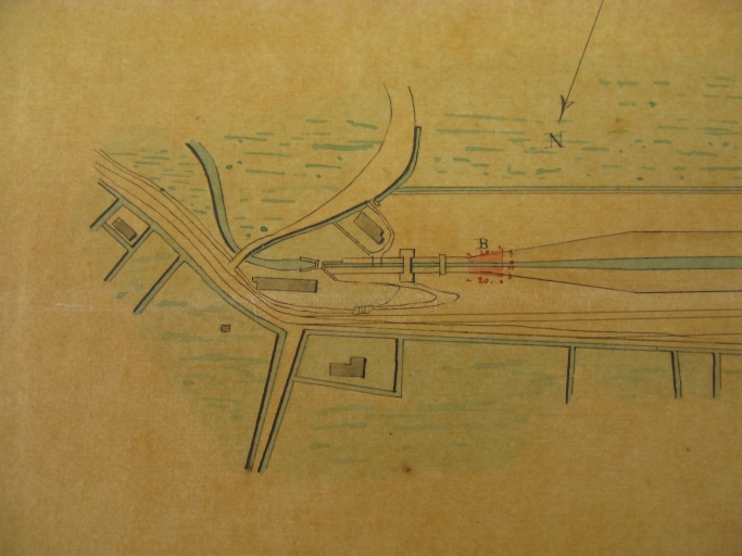 Détail du plan de 1867, autour de l'ancien moulin à eau.