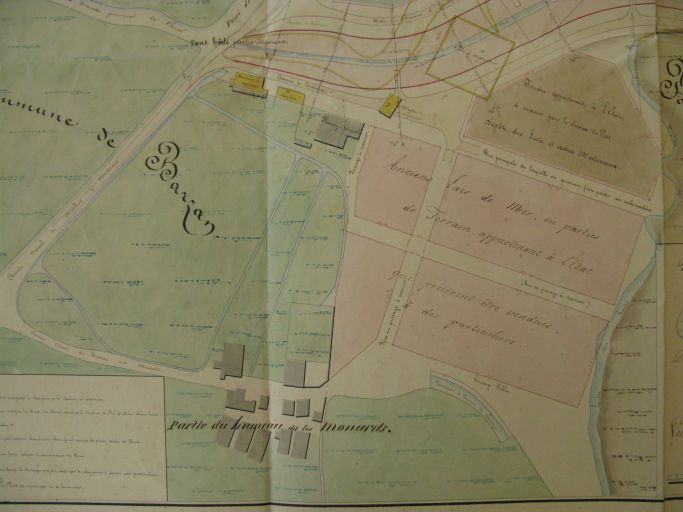 Plan de 1843, détail : terrains entre le hameau des Monards et le port.