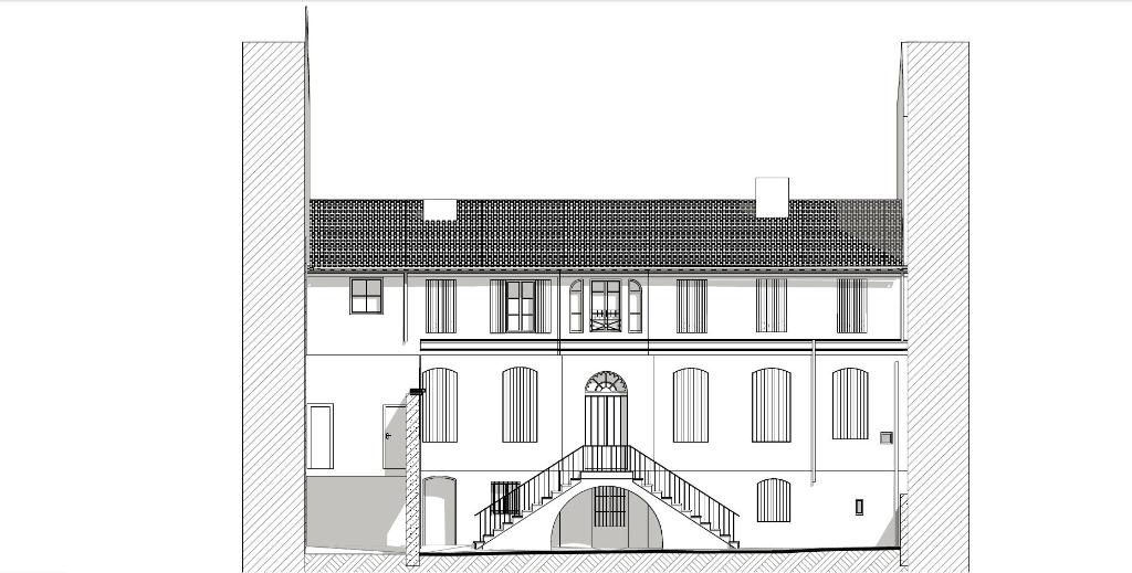 Élévation occidentale de la maison (relevé Triode Architectes, 2021).