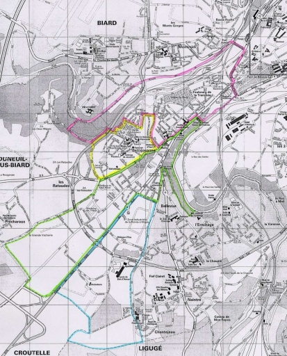 Plan des quatre îlots INSEE des quartiers de Poitiers Sud.